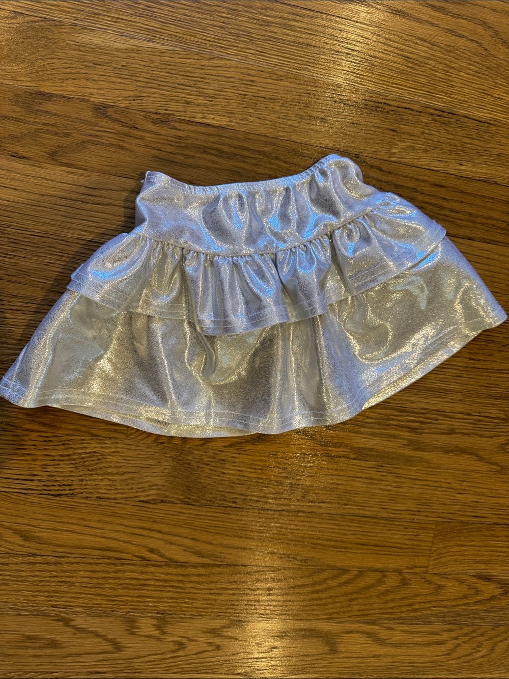 Dori Creations 3T Shimmery Silver Tiered Ruffle Skirt NWOT